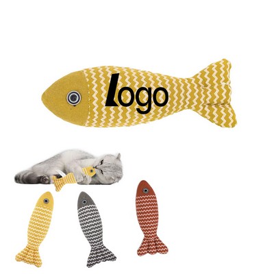 Custom Portable Burlap Catnip Fish Stuffed Toy 3''x9''