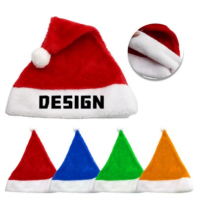 Christmas Cap Santa Hats Short Plush Trim for Adults Kids