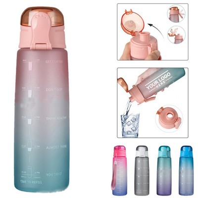 32 Oz. Time Marker Water Bottle With Flip-Top Lid