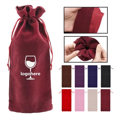 Velvet Drawstring Wine Bottle Bag