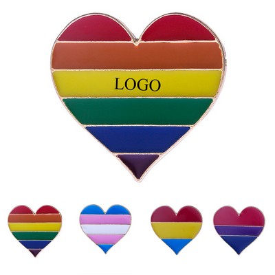 Custom Rainbow Pride Heart Lapel Pin