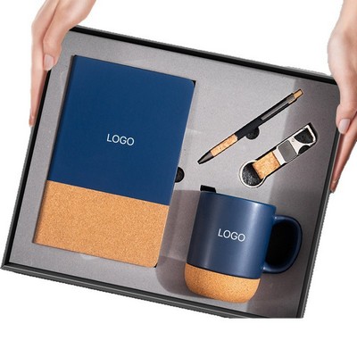 Simple Cork Base Notebook Retro Style Set Memo Book Business Event Souvenir