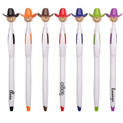 Western-Themed Smiley Ballpoint Pens - Retractable for All Ages, Ideal for School and Office