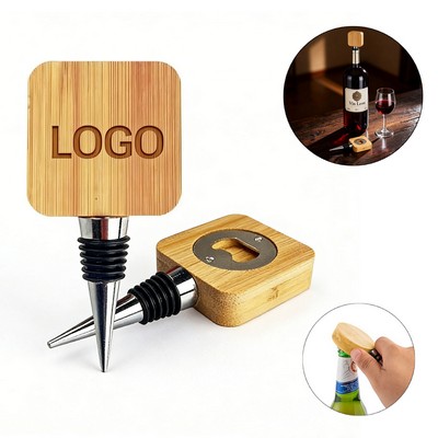 Bamboo 2-in-1 Bottle Opener with Stopper