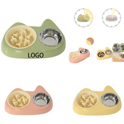 Stainless Steel Anti Spill Slow Food Pet Bowl