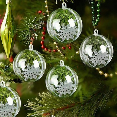 4" Transparent Acrylic Decorative Fillable Christmas Balls