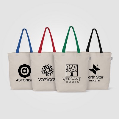 Tonga Recycled 5oz Cotton Colored Handle Shopping Tote Bag - 11L - Silkscreen