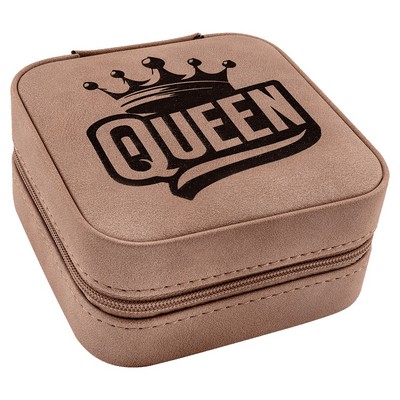 Leatherette Travel Jewelry Box with Black Lining