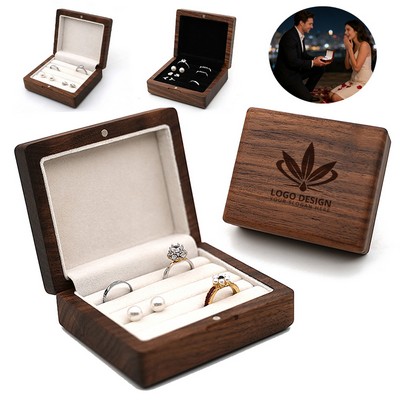 Wooden Square Magnetic Small Multi-Row Ring Jewelry Box