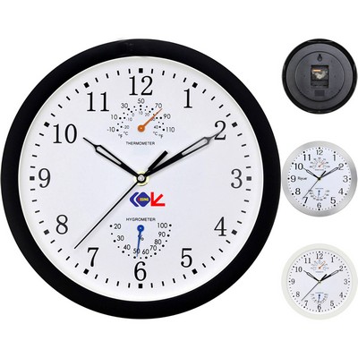 10" Round Wall Clock with Temperature & Humidity