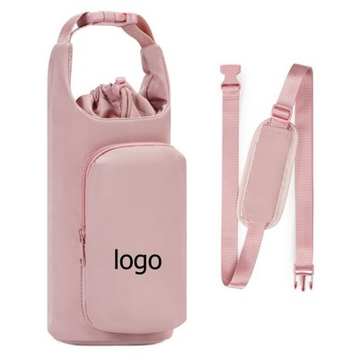 Water Bottle Carrier Bag with Phone Pocket Strap