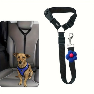 Pet Car Seat Belt with Headrest Attachment Adjustable Dog Safety Lead & Cat Travel Leash