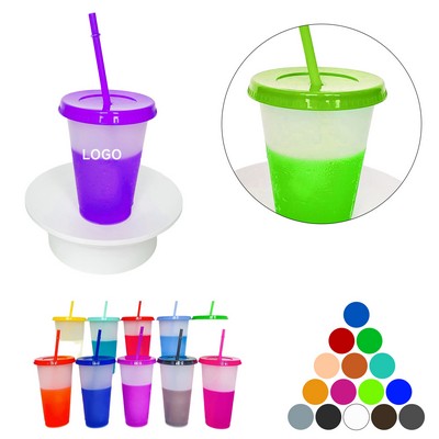 24 oz Color Changing Cup With Lid And Straw
