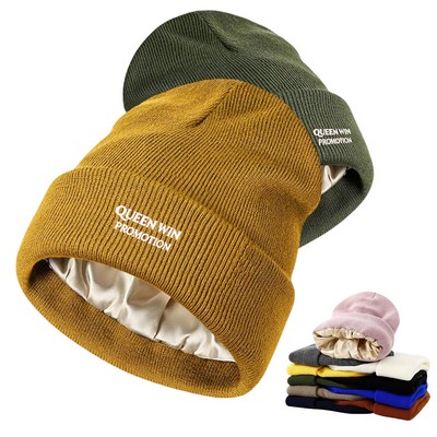 Silky Lined Slouchy Winter Beanie