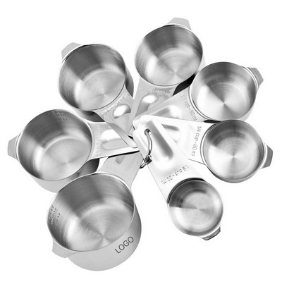 7-Piece Professional 304 Stainless Steel Measuring Set Round Measuring Cups & Spoons