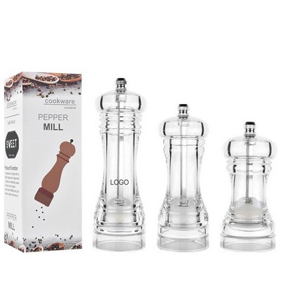 Classic Acrylic Pepper Grinder Transparent Manual Salt & Spice Mill Professional Shaker