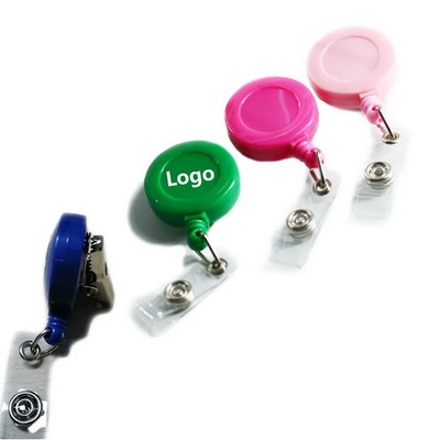 Retractable Round Badge Reel with Clip