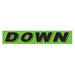"DOWN" Green/Black Rectangle Slogan Vinyl Sticker