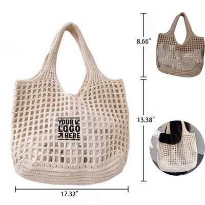 Women's Foldable Crocheted Polyester Travel Tote