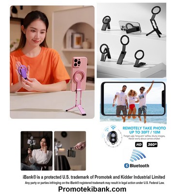 iBank ® Magnetic Aluminum Tripod compatible with iPhone 17/16/15/14 + Bluetooth Remote