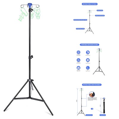 IV Pole Drip Bag Stand Intravenous Foldable Pole Stand