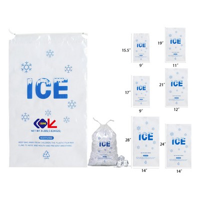 Plastic Ice Bags with Cotton Draw String