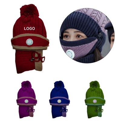 3-Piece Unisex Knitted Hat Scarf Set