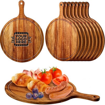 Round Wood Pizza Cutting Serving Board