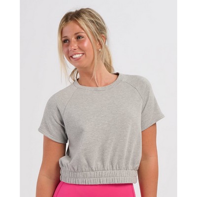 Boxercraft Women's French Terry Short Sleeve Cropped Crewneck Sweatshirt - BW2103