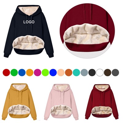 Women's Hoodies Thick Fleece Lined Hooded Sweatshirt