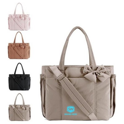 Quilted Puffer Crossbody Tote Bag