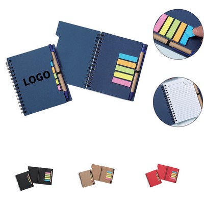 Spiral Notebook With Pen And Sticky Note