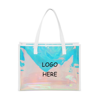 TPU Holographic Tote Bag With Leather Handle