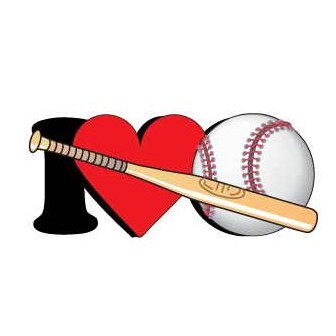 I Love Baseball w/ Bat Magnet w/ Full Magnetic Back (2 Square Inch)