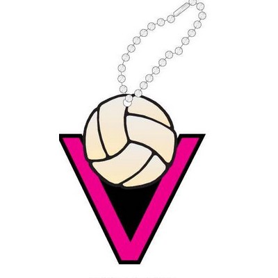 Volleyball in "V" Promotional Key Chain w/ Black Back (4 Square Inch)
