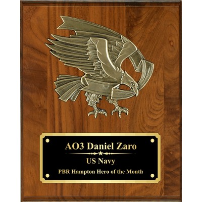 Cast Bronze Eagle Mount on Solid Walnut Plaque (8"x10")