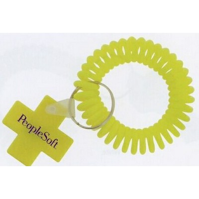 Stretchable Wrist Coil w/ Cross Shaped Tag Key Chain