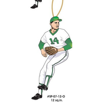 Baseball Player Ornament w/ Clear Mirrored Back (12 Square Inch)