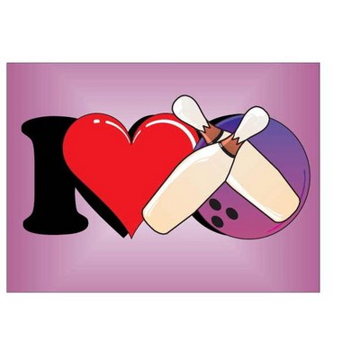 I Love Bowling Metal Photo Magnet w/ Magnetic Back (2 1/2"x3 1/2")