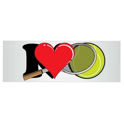 I Love Tennis w/ Racket Panoramic Badge w/ Bar Pin (1 5/8"x4 5/8")