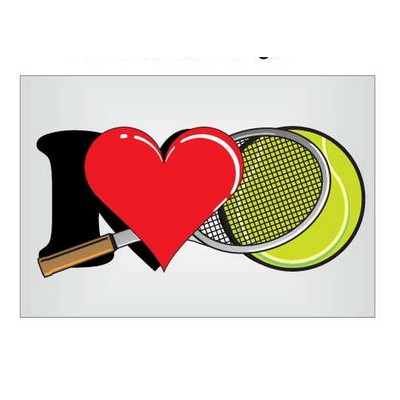 I Love Tennis w/ Racket Rectangle Badge w/ Bar Pin (2"x3")