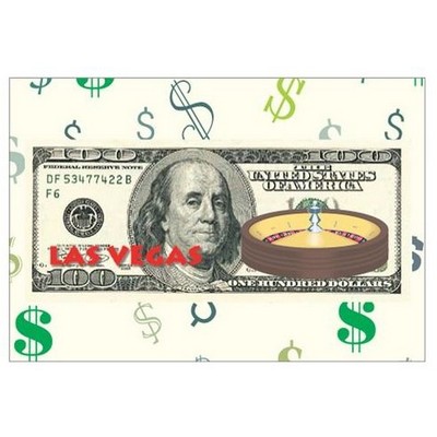 Vegas Roulette Table On $100 Bill Rectangle Badge w/ Bar Pin (2"x3")