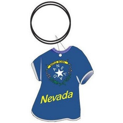 Nevada Battle Born T-Shirt Key Chain w/Clear Mirrored Back (4 Square Inch)