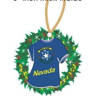 Nevada Battle Born T-Shirt Wreath Ornament w/ Black Back (4 Square Inch)