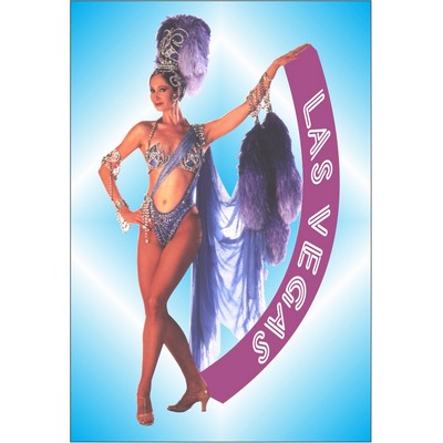 Vegas Showgirl in Purple Rectangle Metal Photo Magnet (2"x3")