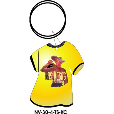 Vegas Vic Neon Cowboy T-Shirt Key Chain w/Clear Mirrored Back (4")