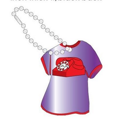 Rotary Dial Telephone T Shirt Key Chain w/ Black Back (4 Square Inch)
