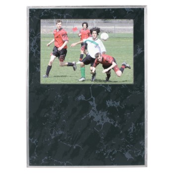 9"x12" Slide-In Frame Black Marble Plaque W/ 5"x7" Window