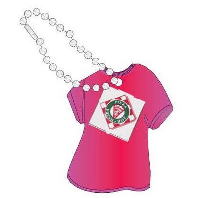 Pizza Box Promotional T Shirt Key Chain w/ Black Back (4 Square Inch)