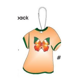 Orange & Green Butterfly T-Shirt Zipper Pull